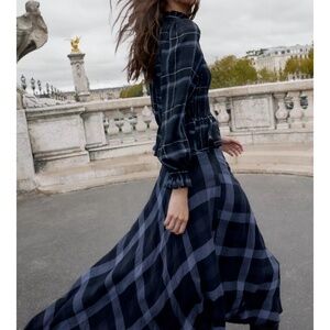 NWT Zara plaid smocked top and skirt set XS